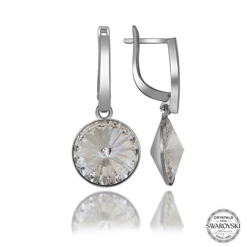 Pendientes colgantes para mujer con cristales de Swarovski en plata y blanco