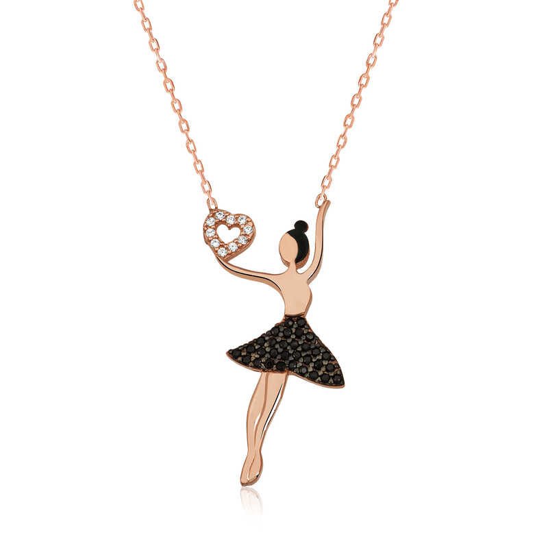 Collar de bailarina con corazón de plata para mujer