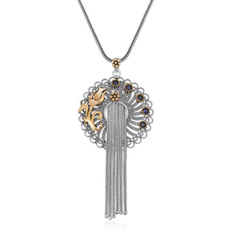Silver Filigree Blue Stone Women's Necklace