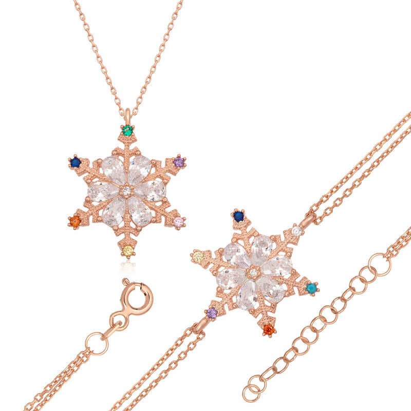 Silver Color Stone Snowflake Women Set