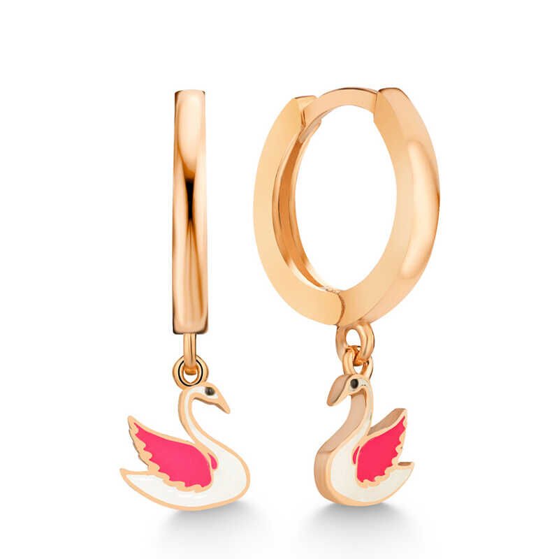 Silver Rose Swan Dangle Women's Earrings