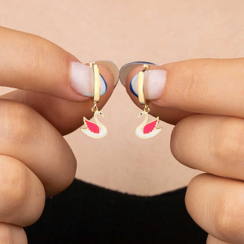 Silver Gold Swan Dangle Women's Earrings