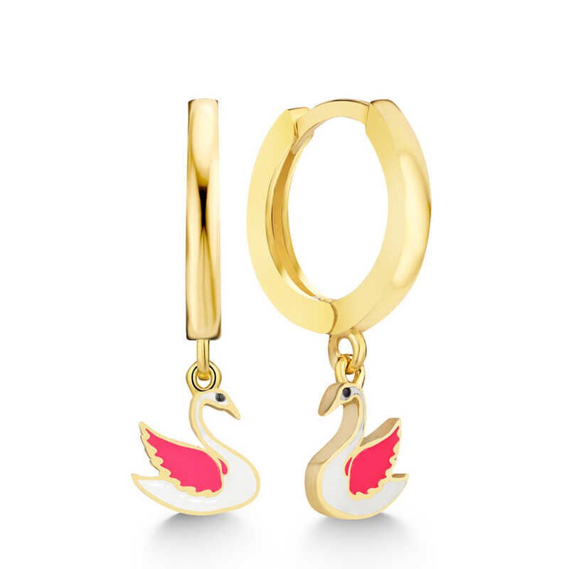 Silver Gold Swan Dangle Women's Earrings