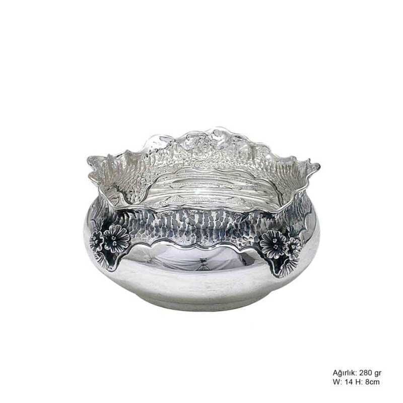 Orchid Patterned Silver Sugar Bowl