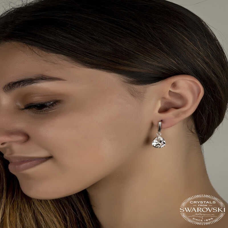 Swarovski Crystal Stone Silver Drop Dangle Women's Earrings