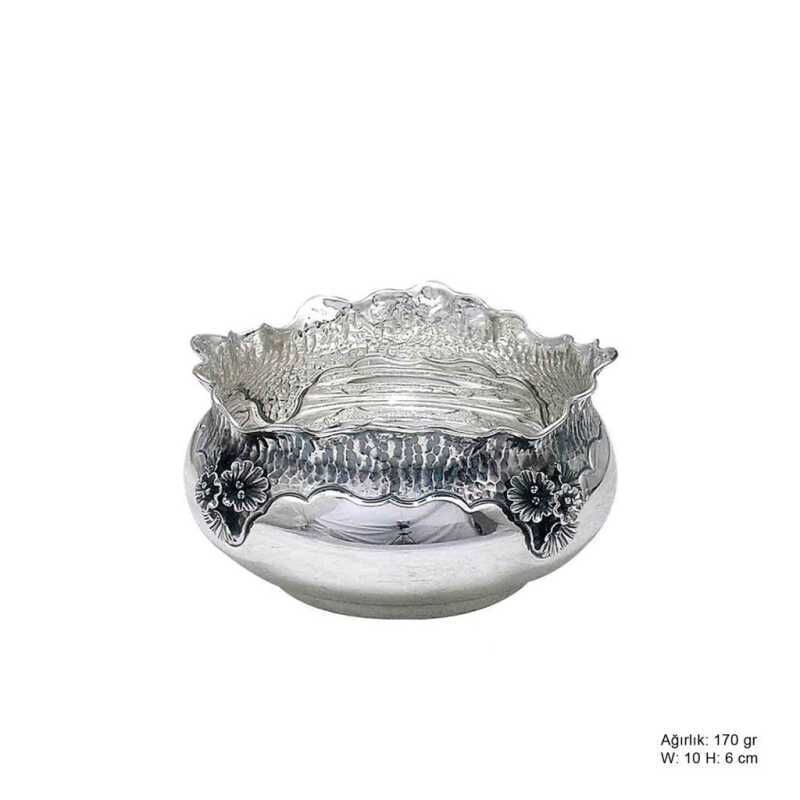 Silver Sugar Bowl with Orchid Pattern