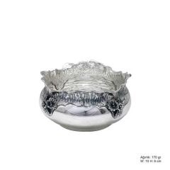 Silver Sugar Bowl with Orchid Pattern