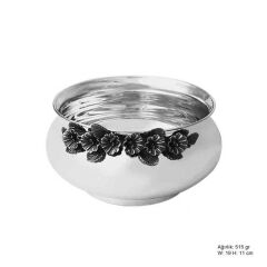 Silver Sugar Bowl with Freesia Flower Pattern