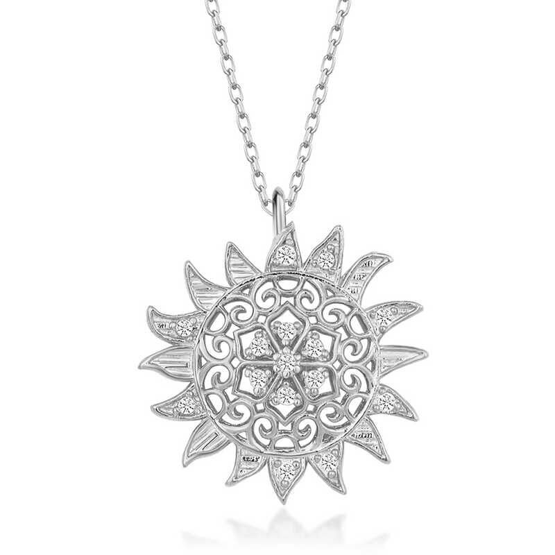 Silver Sun Necklace for Women