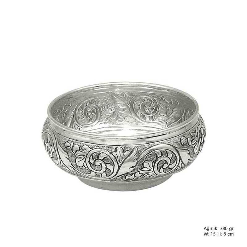 Leaf Patterned Silver Sugar Bowl