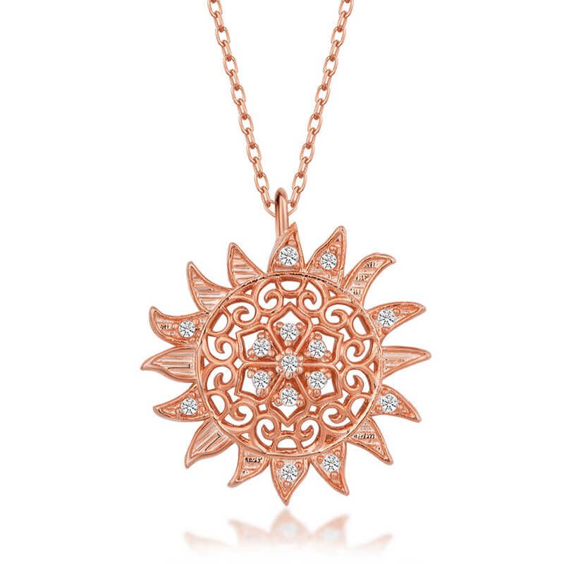 Silver Rose Sun Women's Necklace