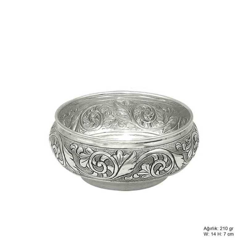 Leaf Patterned Silver Sugar Bowl