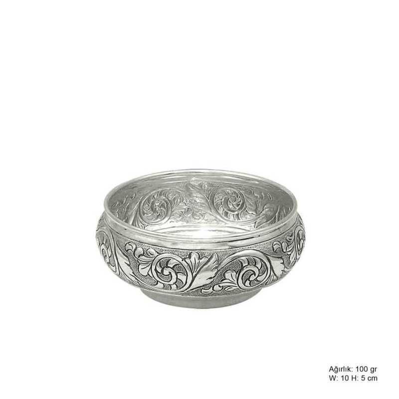 Leaf Patterned Silver Sugar Bowl