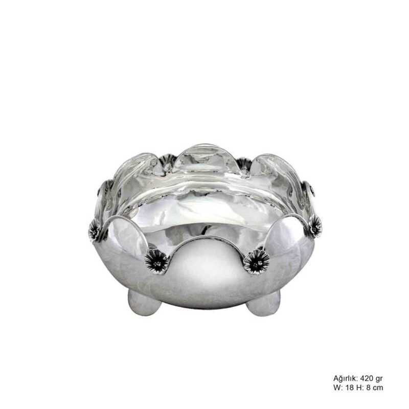 Silver Sugar Bowl with Orchid Pattern