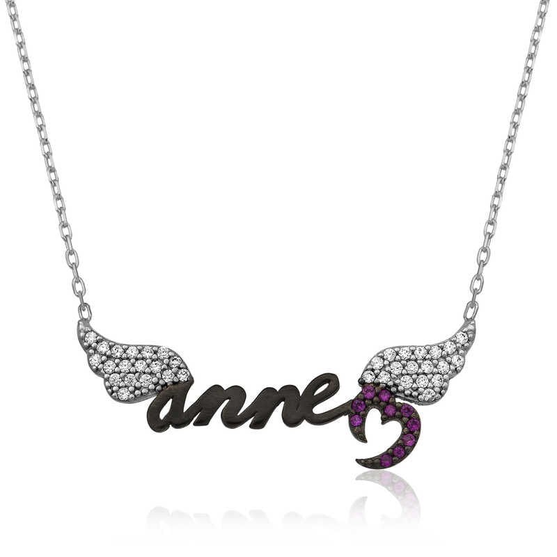 Silver Angel Mom Necklace for Women