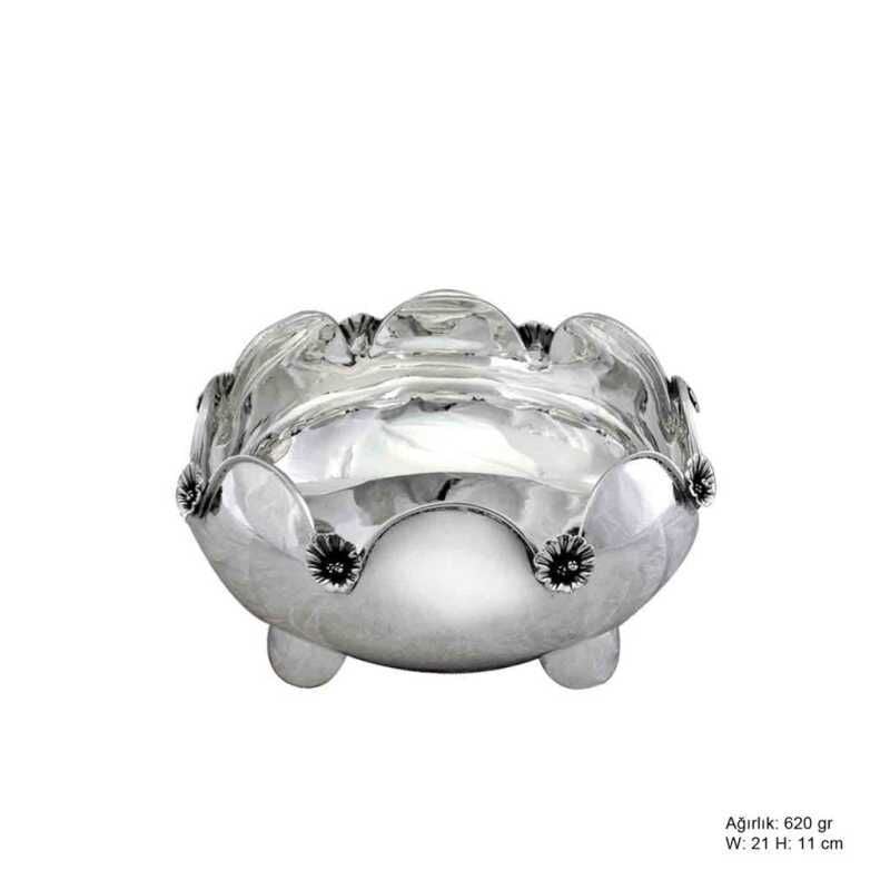 Silver Sugar Bowl with Orchid Pattern