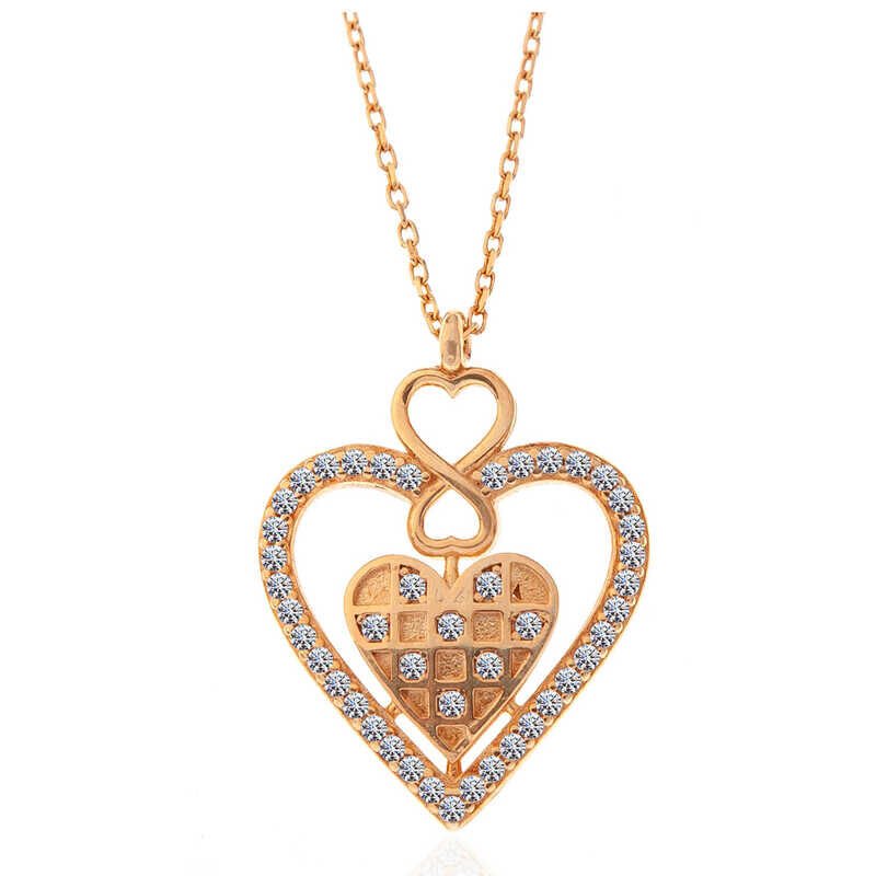 Silver Rose Heart Infinity Women's Necklace