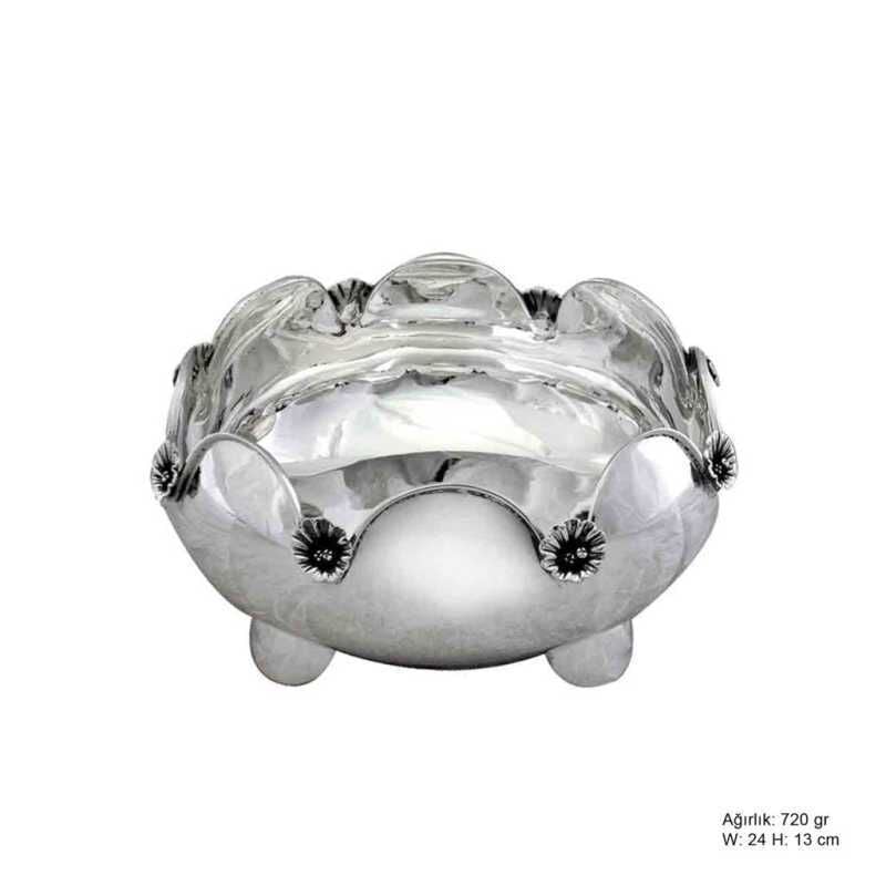 Silver Sugar Bowl with Orchid Pattern