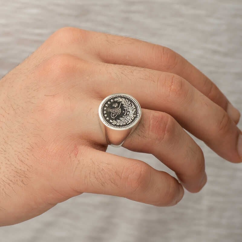 Silver Ottoman Tughra Men's Ring