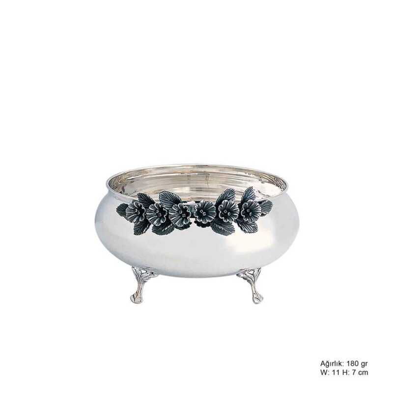 Azucarero de plata con estampado de orquídeas