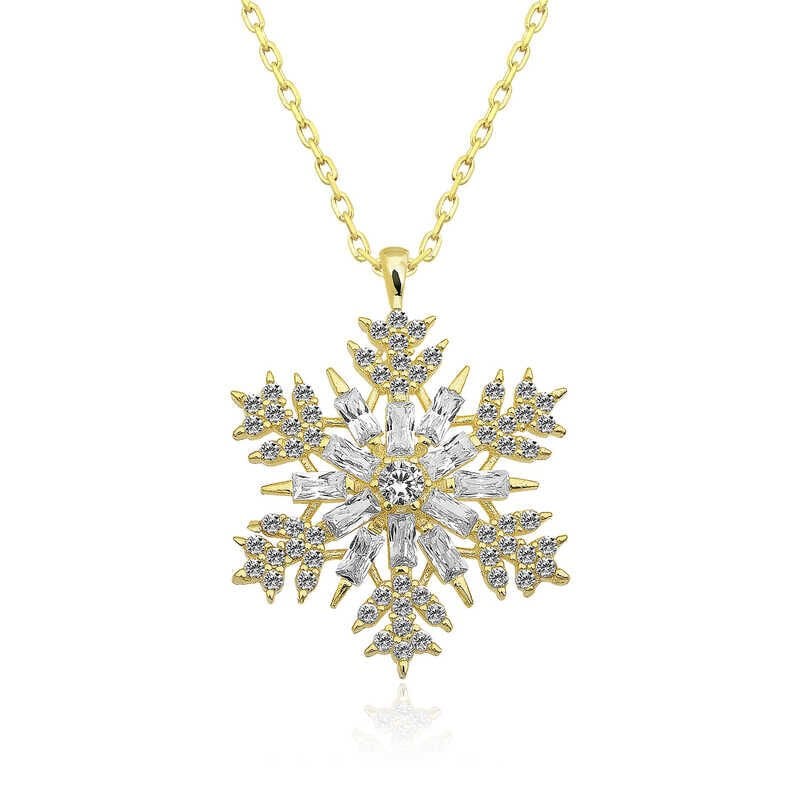 Silver Gold Snowflake Necklace