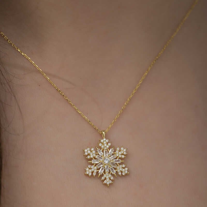 Silver Gold Snowflake Necklace