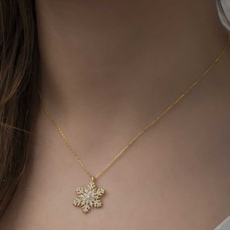 Silver Gold Snowflake Necklace