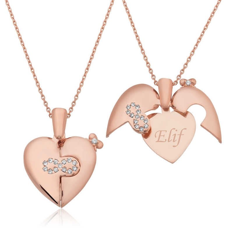 Silver Name Written Infinite Heart Necklace