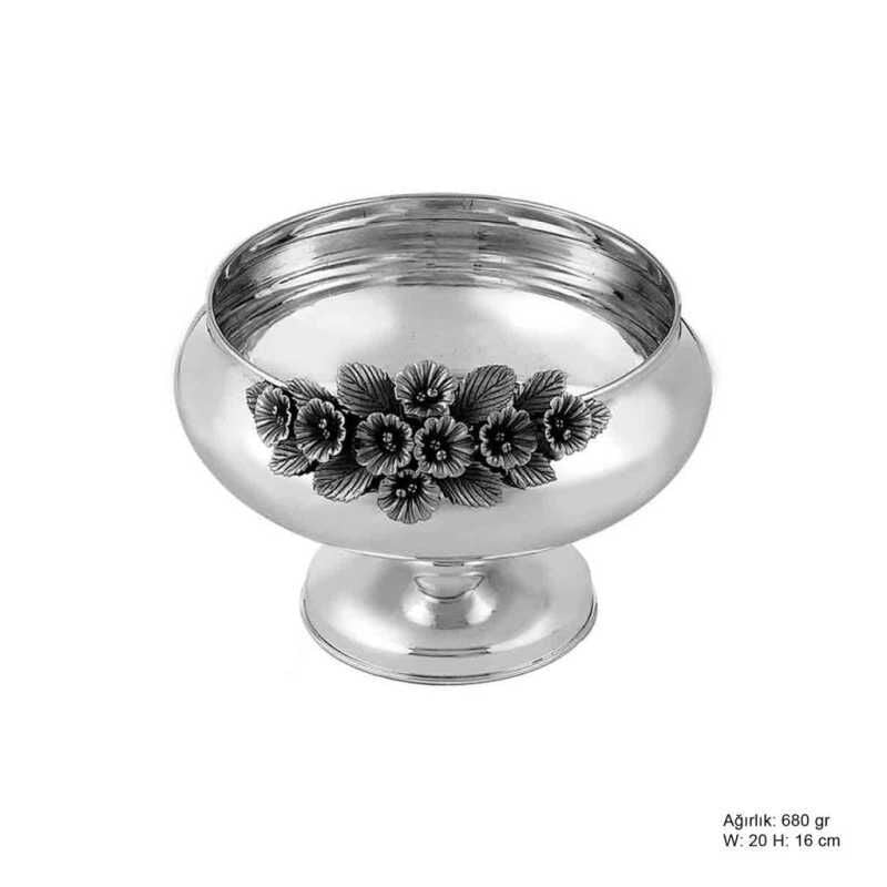 Silver Sugar Bowl with Orchid Pattern