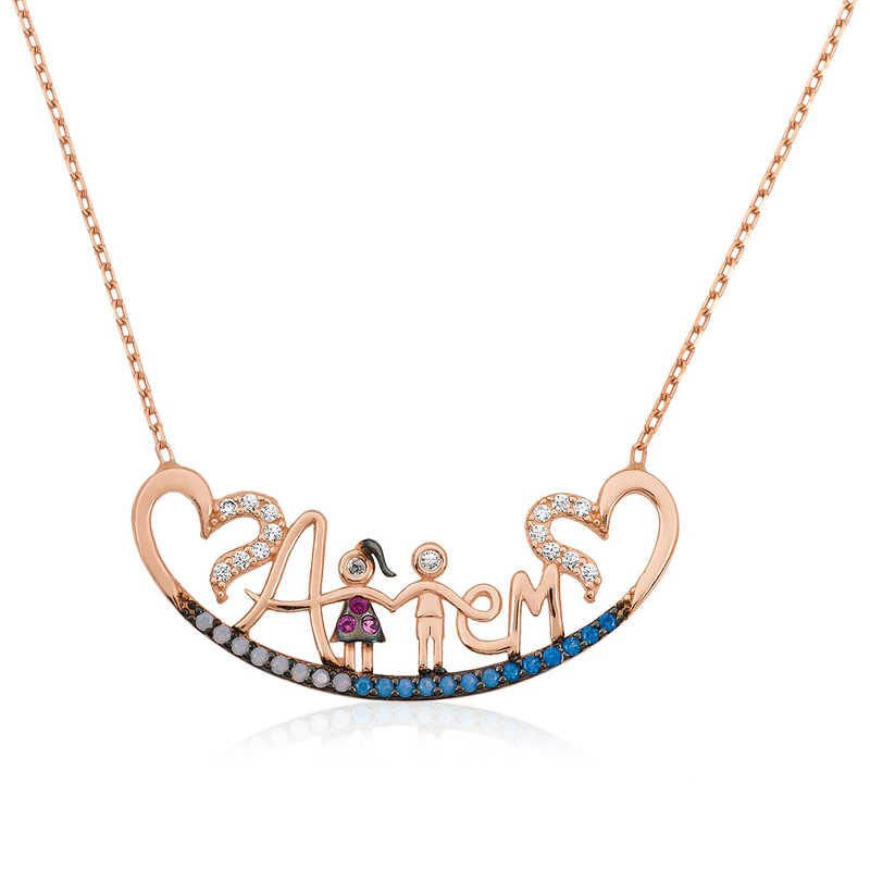 Silver Rose Mom Written Women's Necklace