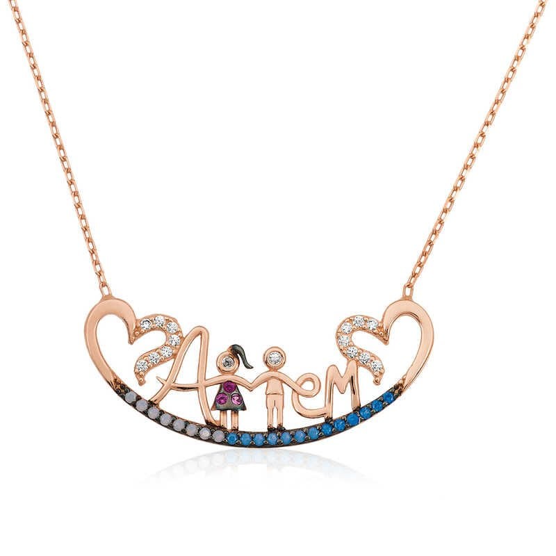 Silver Rose Mom Written Women's Necklace