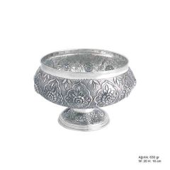 Flower Patterned Silver Sugar Bowl