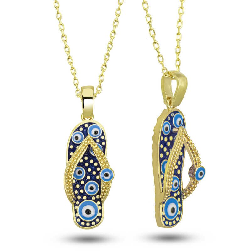 Silver Gold Evil Eye Flip Flops Women's Necklace