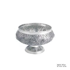 Flower Patterned Silver Sugar Bowl