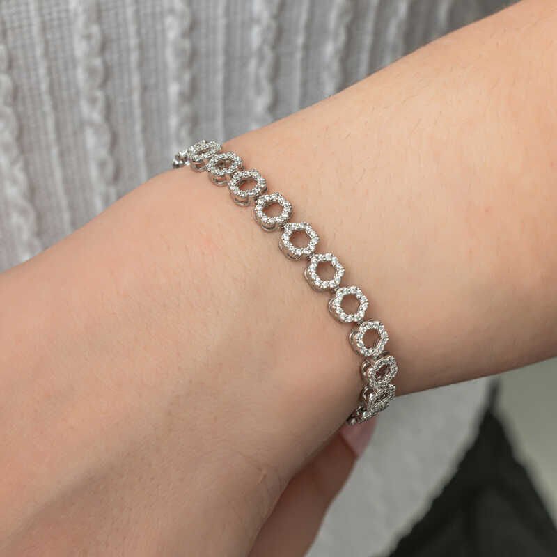 Silver Circle White Stone Waterway Women's Bracelet