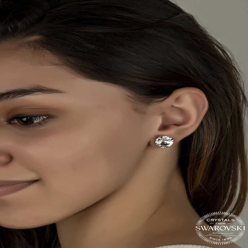 Swarovski Crystal Stone Silver Studded Women's Earrings