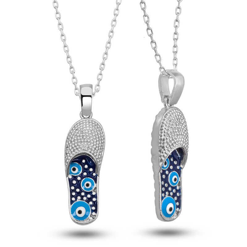 Silver Evil Eye Closed Slipper Women's Necklace