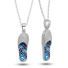 Silver Evil Eye Closed Slipper Women's Necklace