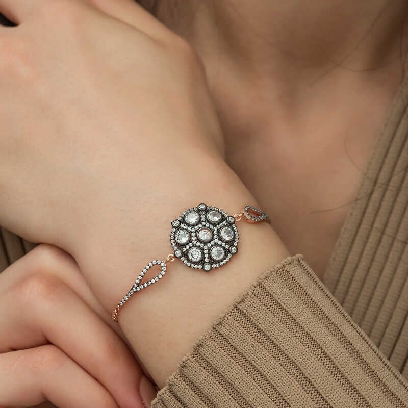 Silver Rose Diamond Mounted Bracelet
