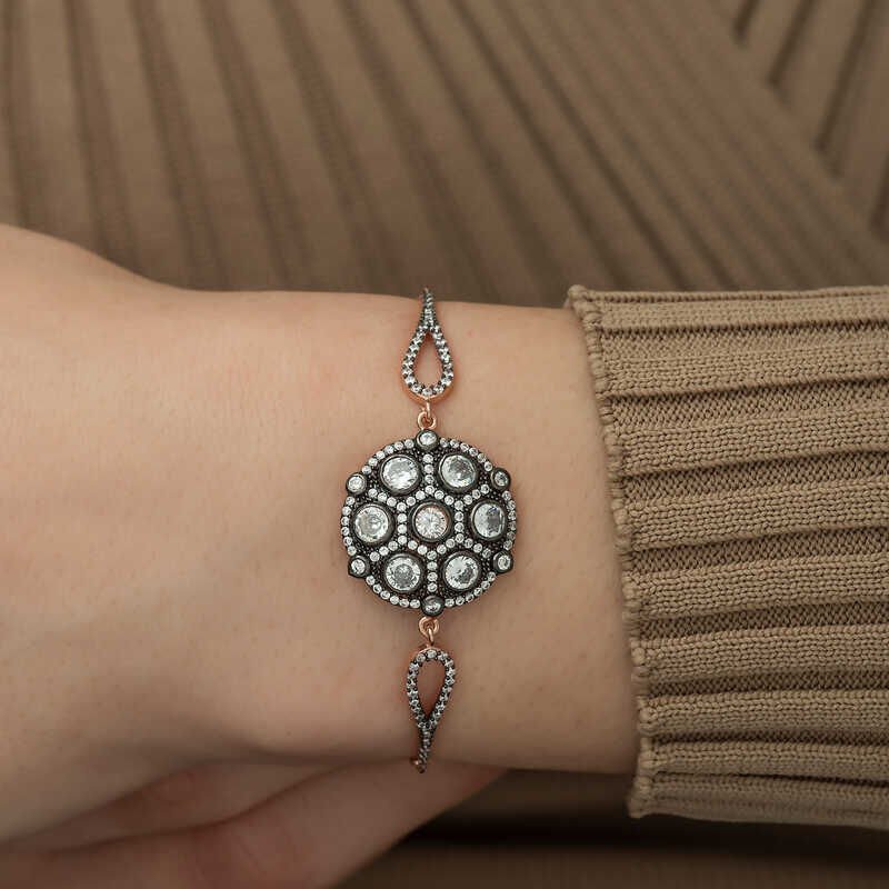 Silver Rose Diamond Mounted Bracelet