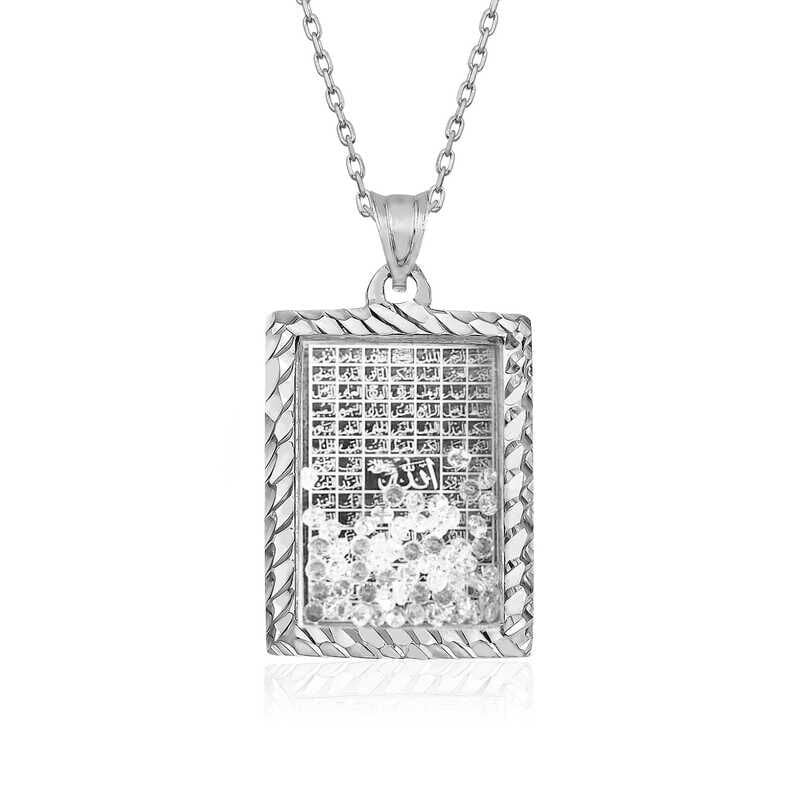Silver Necklace with Esma'ul Husna Written
