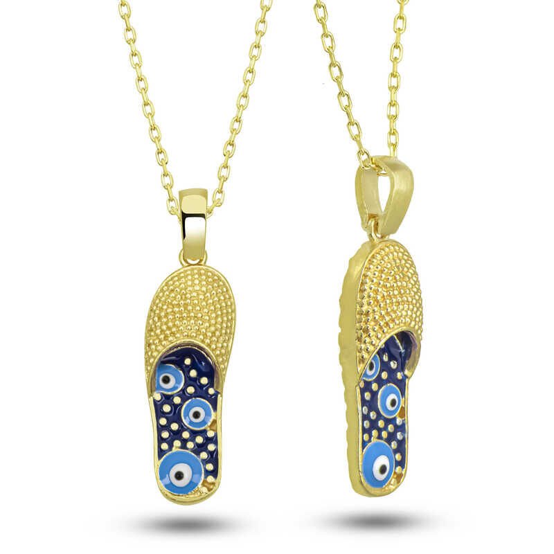 Silver Gold Evil Eye Closed Slipper Women's Necklace