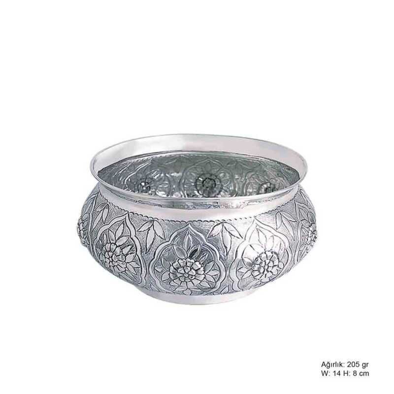 Flower Patterned Silver Sugar Bowl