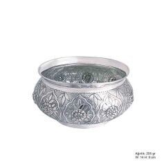 Flower Patterned Silver Sugar Bowl
