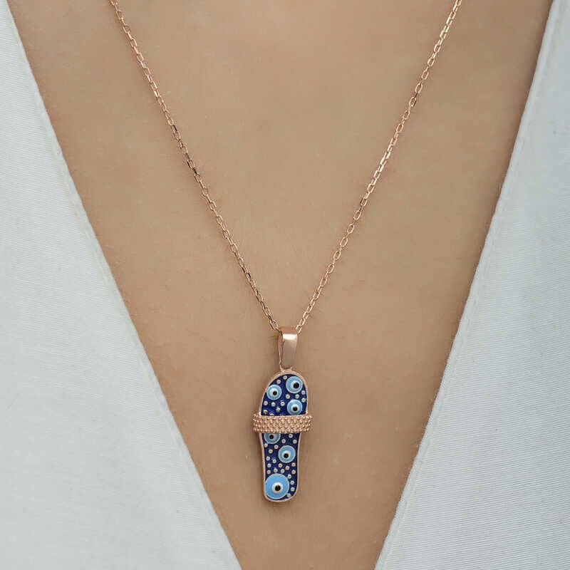 Silver Rose Strip Slipper Women's Necklace