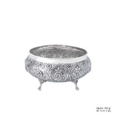 Daisy Patterned Silver Sugar Bowl