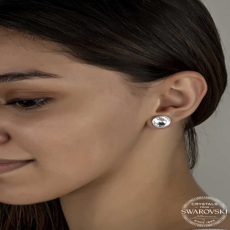 Swarovski Crystal Stone Silver Studded Women's Earrings