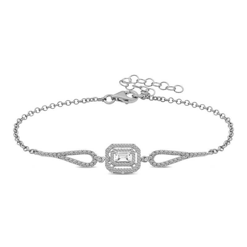 ​Silver Rectangular Baguette Bracelet