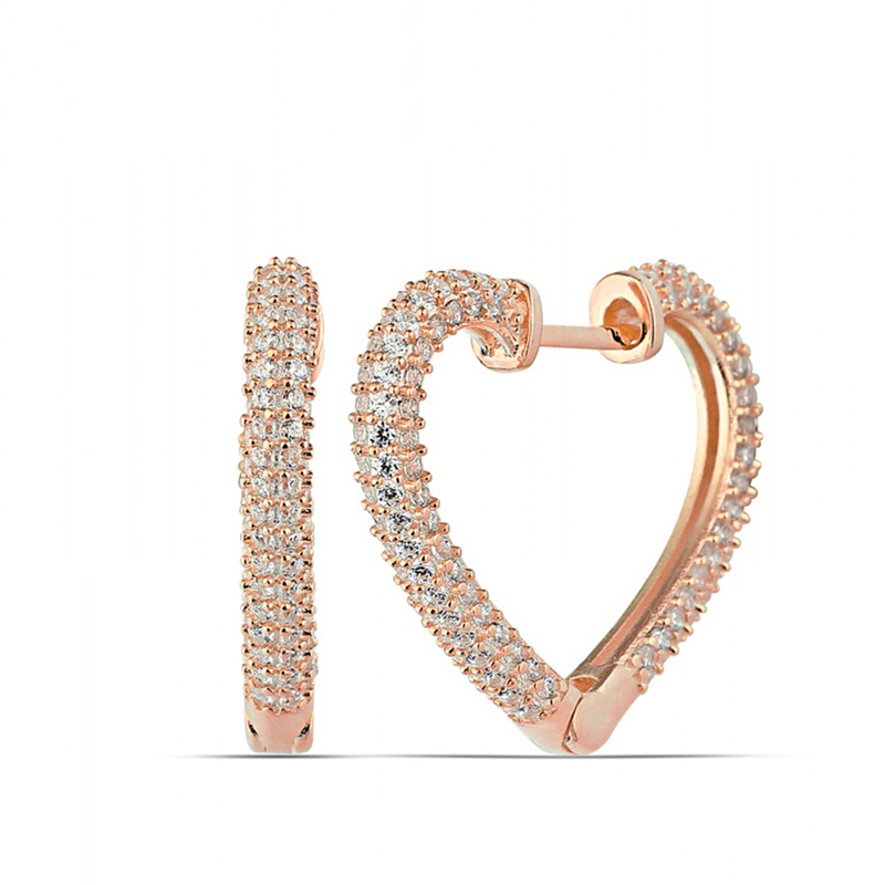 Silver Rose Heart Women's Earrings