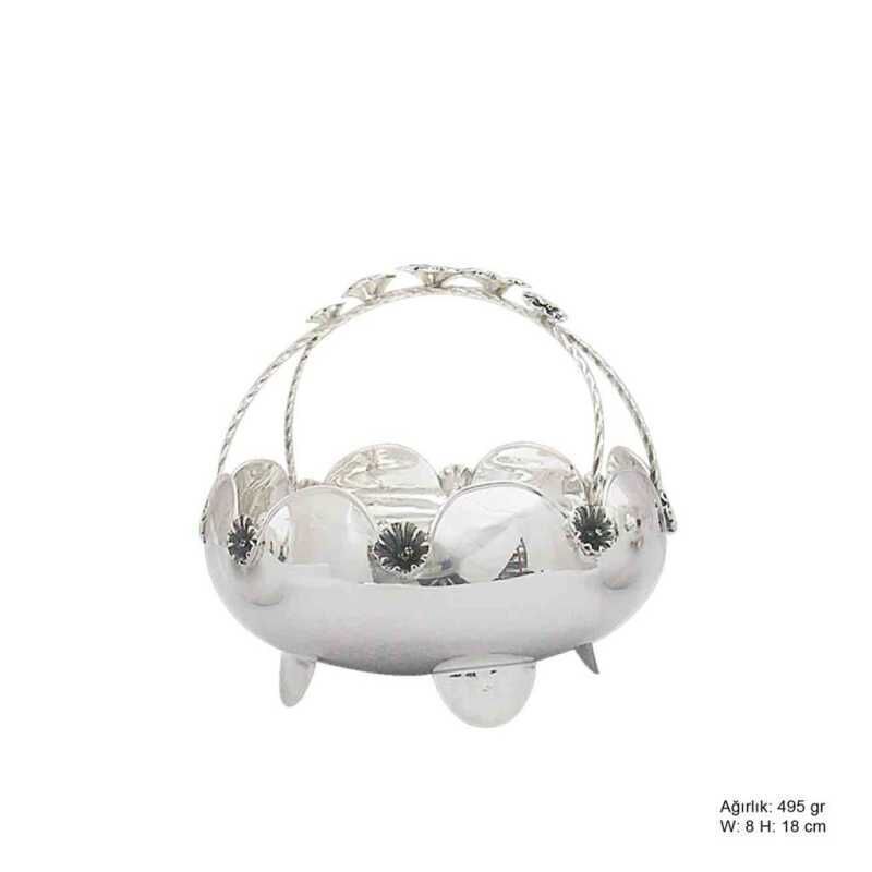 Silver Basket with Flower Motif